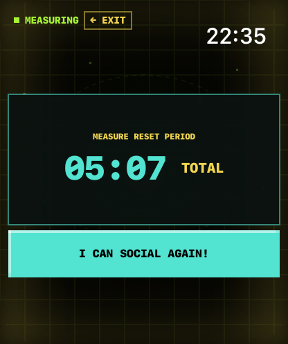 Reset period timer with I Can Social Again button