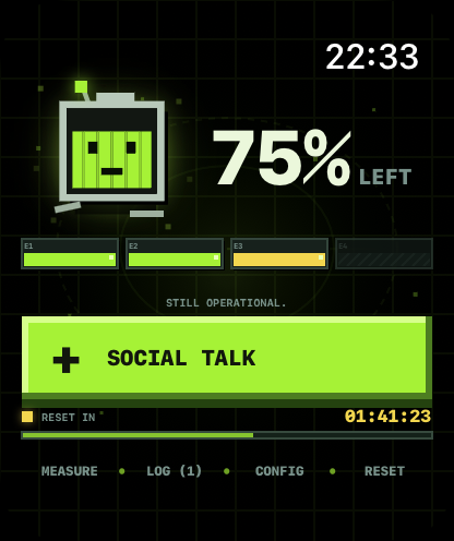 human token limit dashboard showing 75% left
